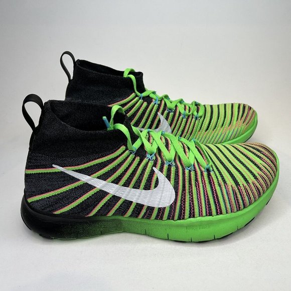 Nike Free Training Flyknit Midtop Men's 13 Watermelon Green Pink Running Shoes - Picture 7 of 10